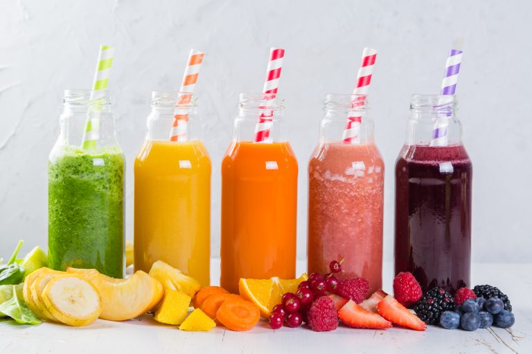 Selection,Of,Colourful,Smoothies,On,Rustic,Wood,Background,,Copy,Space